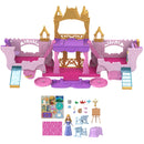 Disney Princess Carriage to Castle Transforming Playset with Aurora Small Doll, 4 Figures & 3 Levels