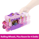 Disney Princess Carriage to Castle Transforming Playset with Aurora Small Doll, 4 Figures & 3 Levels